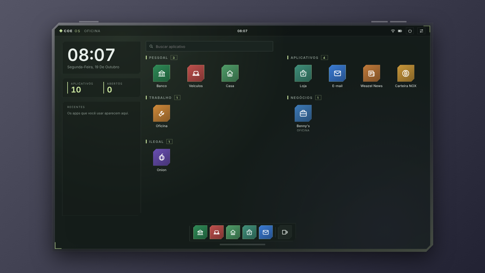 Interface Real do Tablet COE OS